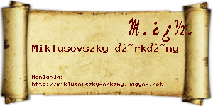 Miklusovszky Örkény névjegykártya